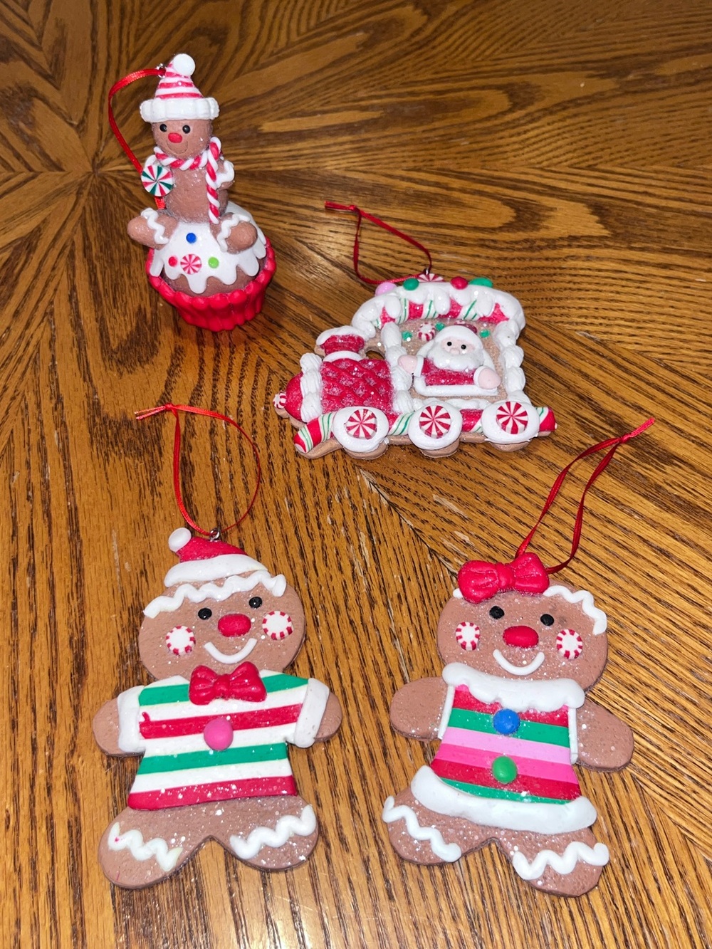Gingerbread Clay Dough Christmas Ornament Set (4 Pieces)
